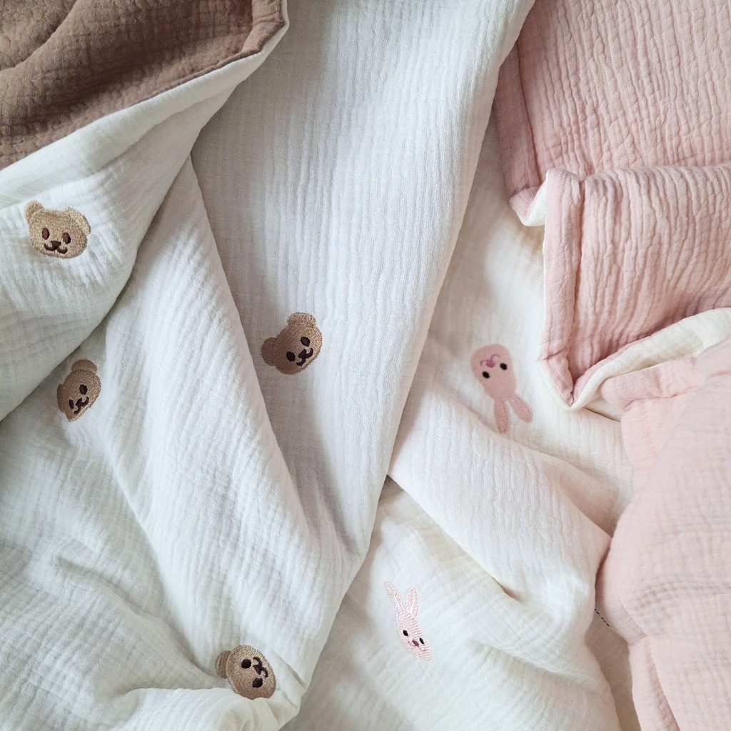 Одеяло муслиновое с вышивкой 80*100 см